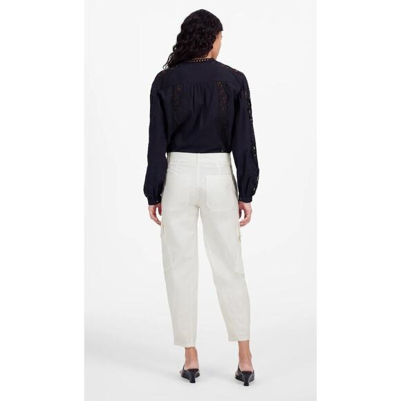 NWT Madewell The Barrel Leg Utility Pant in Garment Dyed Twill White NU693 Sz 2 - Picture 4 of 10